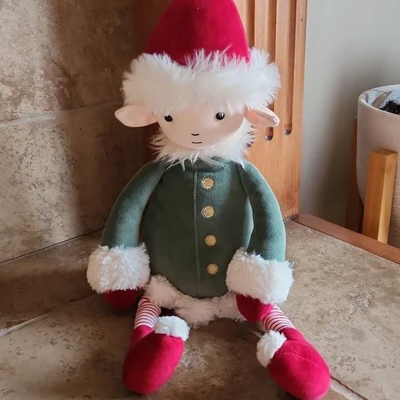 Jellycat Large Leffy Christmas Elf Doll in Green Coat and Red Hat - Picture 7 of 12